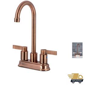 Kb849ndlac Kingston Brass 663370677298 Nuvofusion Two-handle 2-hole Deck Mount Bar Faucet In Antique Copper