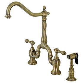 Kingston Brass 663370719349 Ks7753albs English Country Kitchen Bridge Faucet Sprayer