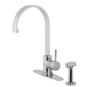 Kingston Brass 663370820571 Ls871.dlbs Concord 1.8 Gpm 1 Hole Kitchen Faucet - Chrome