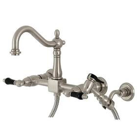 Kingston Brass 663370882081 Duchess 2-handle Wall-mount Kitchen Faucet With Side Sprayer In Brushed Nickel