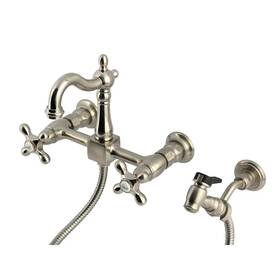 Ks2448axbs Kingston Brass 663370890772 Heritage Wall Mount Bridge Kitchen Faucet With Sprayer Brus