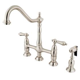 Kingston Brass 663370922602 Ks1278albs Heritage Bridge Kitchen Faucet 8-3/4 Inch Brushed Nickel
