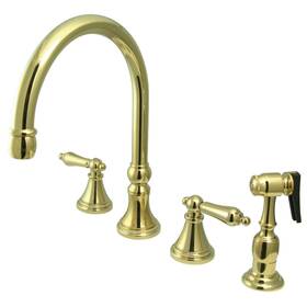 Kingston Brass 696720199188 Ks2792albs Governor Deck Mount Kitchen Faucet With Sprayer 8-1/4-inch