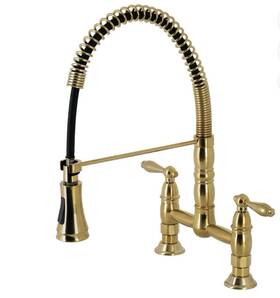 Gs1277al Kingston Brass Gourmetier Heritage Double-handle Deck-mount Pre-rinse Bridge Kitchen