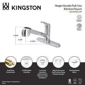 Kingston Brass Gsc881nclsp Century One-handle Pull-out Polished Chrome Kitchen Faucet - New