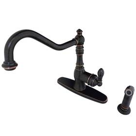 Kingston Brass Gsy7706aclsp American Classic Single Handle Kitchen Faucet With Sprayer Deck