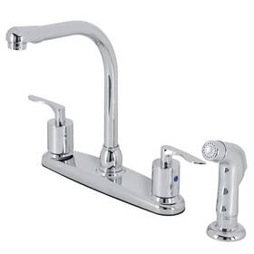 Hfb751svlsp Kingston Brass Serena 2-handle Deck Mount Centerset Kitchen Faucets With Side In