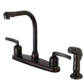 Hfb755eflsp Kingston Brass Kitchen Faucet And Sprayer Centurion Two Handle Oil Rubbed Bronze