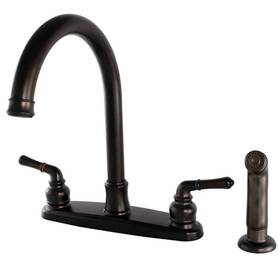 Hfb7795nmlsp Kingston Brass Naples 2-handle Deck Mount Centerset Kitchen Faucets With Side Sprayer In Oil