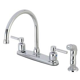 Hfb791dlsp Kingston Brass Modern 2-handle High Arc Standard Kitchen Faucet With Side Sprayer In Chrome