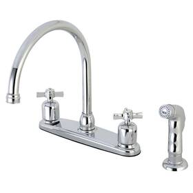 Hfb791zxsp Kingston Brass Standard Kitchen Faucet 2-handle High Arc With Side Sprayer Chrome