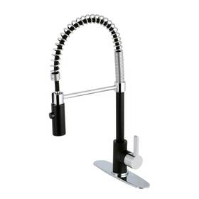 Hhls8777ctl Kingston Brass Contemporary Single-handle Pull-down Sprayer Kitchen Faucet In Matte Black And