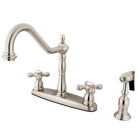 Hkb1758axbs Kingston Brass Standard Kitchen Faucet 2-handle In Brushed Nickel With Side Sprayer