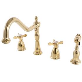 Hkb1792bexbs Kingston Brass Victorian Cross 2-handle Standard Kitchen Faucet With Side In