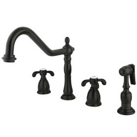 Hkb1795txbs Kingston Brass Kitchen Faucet Double Handle Oil Rubbed Bronze With Side Sprayer