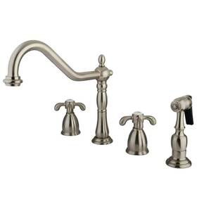 Hkb1798txbs Kingston Brass Standard Kitchen Faucet Cartridge Double Handle Brushed Nickel