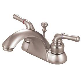 Hkb2628 Kingston Brass Naples 4 Inch Centerset 2-handle Bathroom Faucet With Plastic Pop-up In Brushed