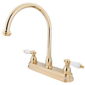 Hkb3742pl Kingston Brass Restoration 2-handle Deck Mount Centerset Kitchen Faucets In Polished