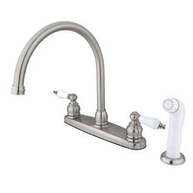 Hkb728 Kingston Brass Vintage 2-handle Deck Mount Centerset Kitchen Faucets With Side Sprayer In
