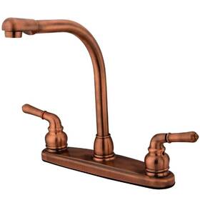 Hkb756ls Kingston Brass Magellan 2-handle Deck Mount Centerset Kitchen Faucets In Antique Copper