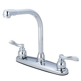 Hkb8751nflls Kingston Brass Nuwave French 8 Inch Centerset 2-handle Deck Mount Kitchen Faucets In Polished