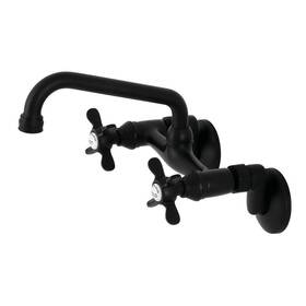 Hks113mb Kingston Brass Standard Kitchen Faucet Double-handle Wall-mount In Matte Black