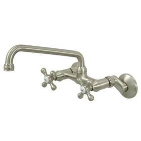Hks200sn Kingston Brass Traditional 2-handle Wall-mount Standard Kitchen Faucet In Brushed Nickel
