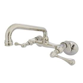 Hks313pn Kingston Brass Wall-mount Standard Kitchen Faucet 2-handle In Polished Nickel