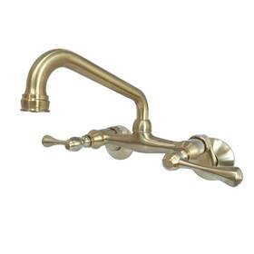 Hks313sb Kingston Brass 2-handle Wall-mount Standard Kitchen Faucet In Brushed