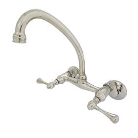 Hks314pn Kingston Brass 2-handle Wall-mount Standard Kitchen Faucet In Polished