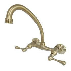 Hks314sb Kingston Brass 2-handle Wall-mount Standard Kitchen Faucet In Brushed