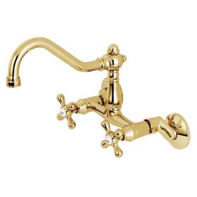 Hks3222ax Kingston Brass Vintage 2-handle Wall-mount Standard Kitchen Faucet In Polished
