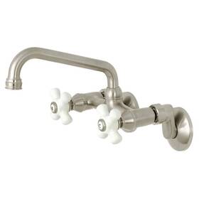 Hks613sn Kingston Brass 2-handle Wall-mount Standard Kitchen Faucet In Brushed Nickel