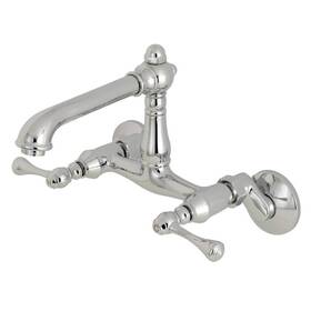 Hks7221bl Kingston Brass English Country 2-handle Wall-mount Standard Kitchen Faucet In Polished Chrome
