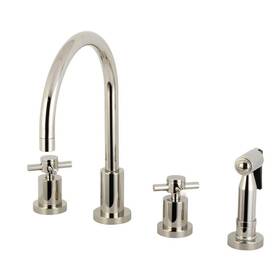 Hks8726dxbs Kingston Brass Concord 2-handle Deck Mount Widespread Kitchen Faucets With Sprayer In