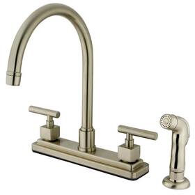 Hks8798cql Kingston Brass Claremont 2-handle Deck Mount Centerset Kitchen Faucets With Side