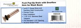 Kb6008 Kingston Brass Complement 1-1/4 Inch Push-up Drain Assembly - Brushed Nickel