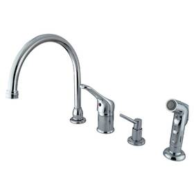Kb811k1 Kingston Brass Kb81.k Wyndham 1.8 Gpm Widespread Kitchen Faucet - Chrome