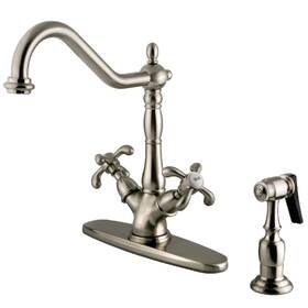 Ks123.txbs Kingston Brass Ks1238txbs French Country 1.8 Gpm 1 Hole Kitchen - Nickel