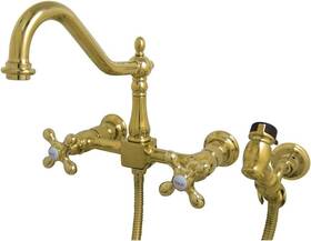 Ks1242axbs Kingston Brass Ks1240axbs Heritage Bridge Kitchen Faucet Polished