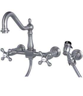 Ks1248axbs Kingston Brass Heritage Bridge Kitchen Faucet Brushed Nickel 8.5 X