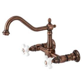 Ks124pxac Kingston Brass Heritage Wall Mount Bridge Kitchen Faucet
