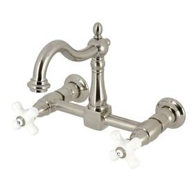 Ks126.px Kingston Brass Ks1268px Heritage 1.8 Gpm Wall Mounted Bridge - Nickel