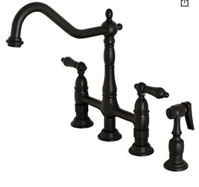 Kingston Brass Ks1270albs Heritage Bridge Kitchen Faucet 8-9/16 Matte Black