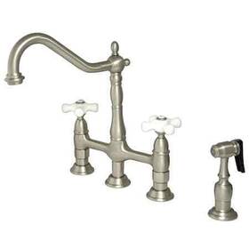 Ks1278pxbs Kingston Brass Heritage Bridge Kitchen Faucet With