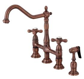 Ks127axbsac Kingston Brass Heritage Bridge Kitchen Faucet Antique Copper New