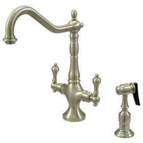 Kingston Brass Ks177.albs Heritage 1.8 Gpm 1 Hole Kitchen Faucet Nickel