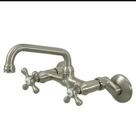 Ks213pn Kingston Brass Two-handle 2-hole Wall Mount Kitchen Faucet Polished Nickel