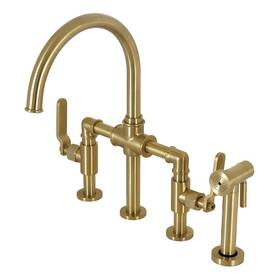 Ks2337kl Kingston Brass Whitaker Industrial Style Bridge Kitchen Faucet