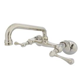 Ks313pn Kingston Brass Two Handle Wall Mount Kitchen Faucet Polished Nickel